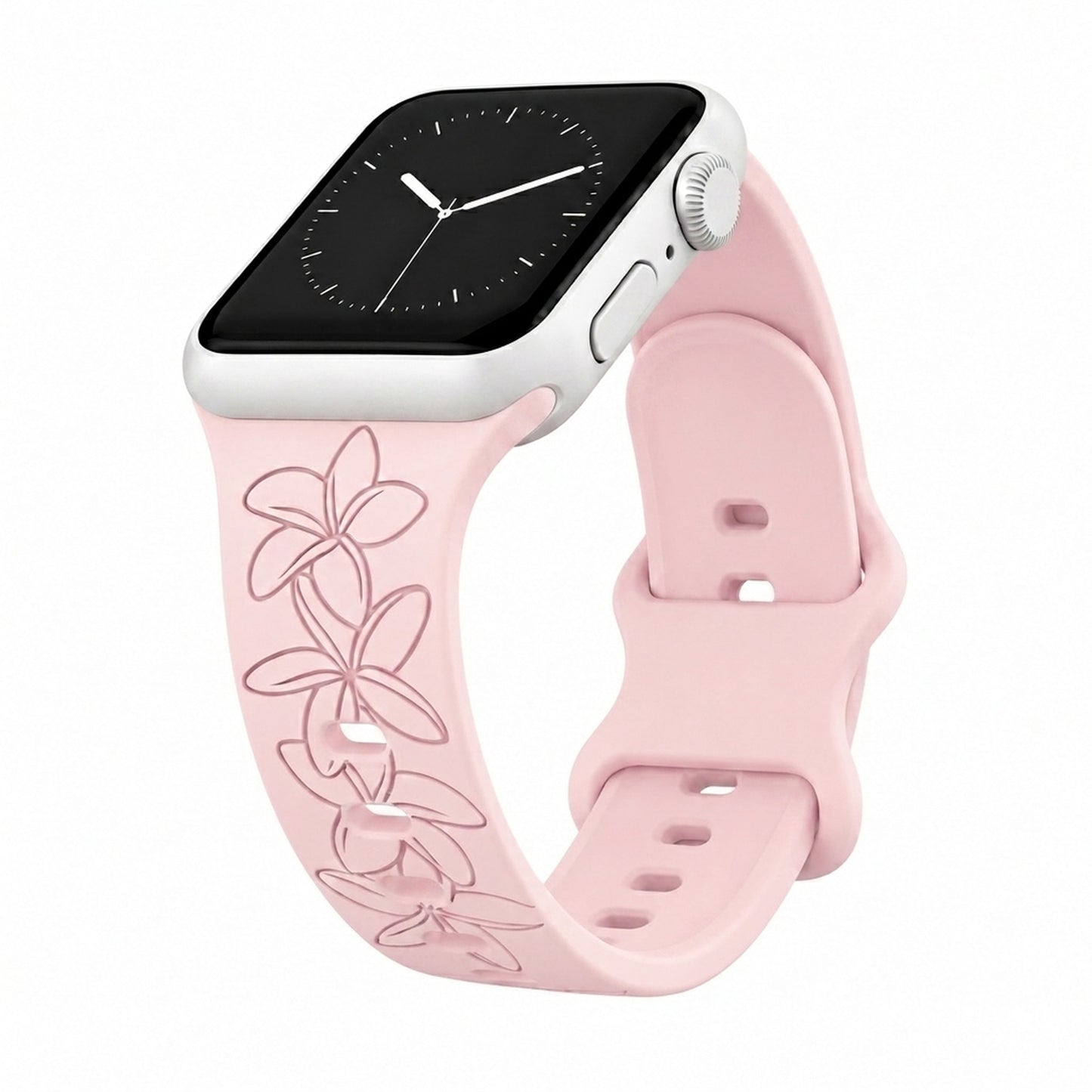 Blush Plumeria Silicone Watchband Compatible with Apple Watch - LARGE WATCH - 49/46/45/44mm (42mm Series 1-3)