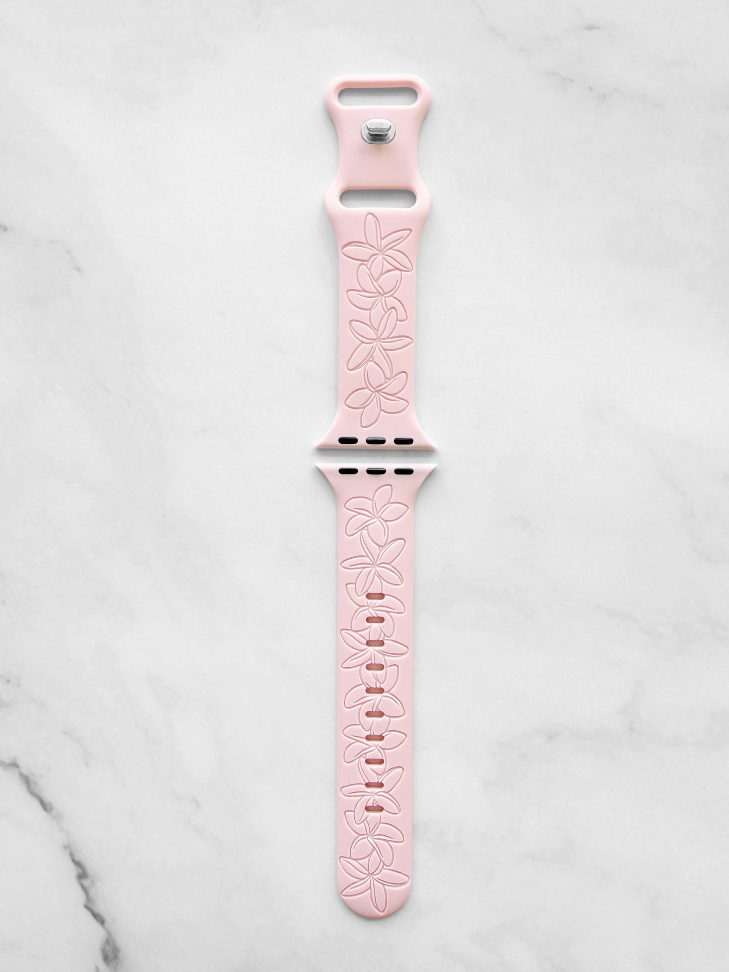Blush Plumeria Silicone Watchband Compatible with Apple Watch - LARGE WATCH - 49/46/45/44mm (42mm Series 1-3)