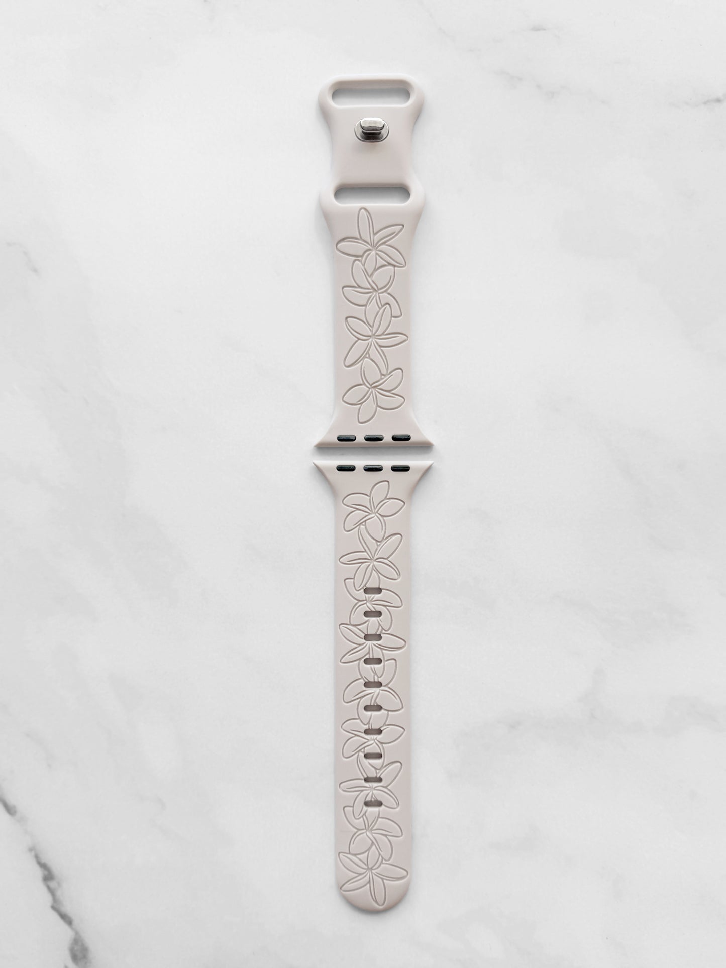 Champagne Plumeria Silicone Watchband Compatible with Apple Watch - SMALL WATCH - 38/40/41mm (42mm Series 10 & 11)