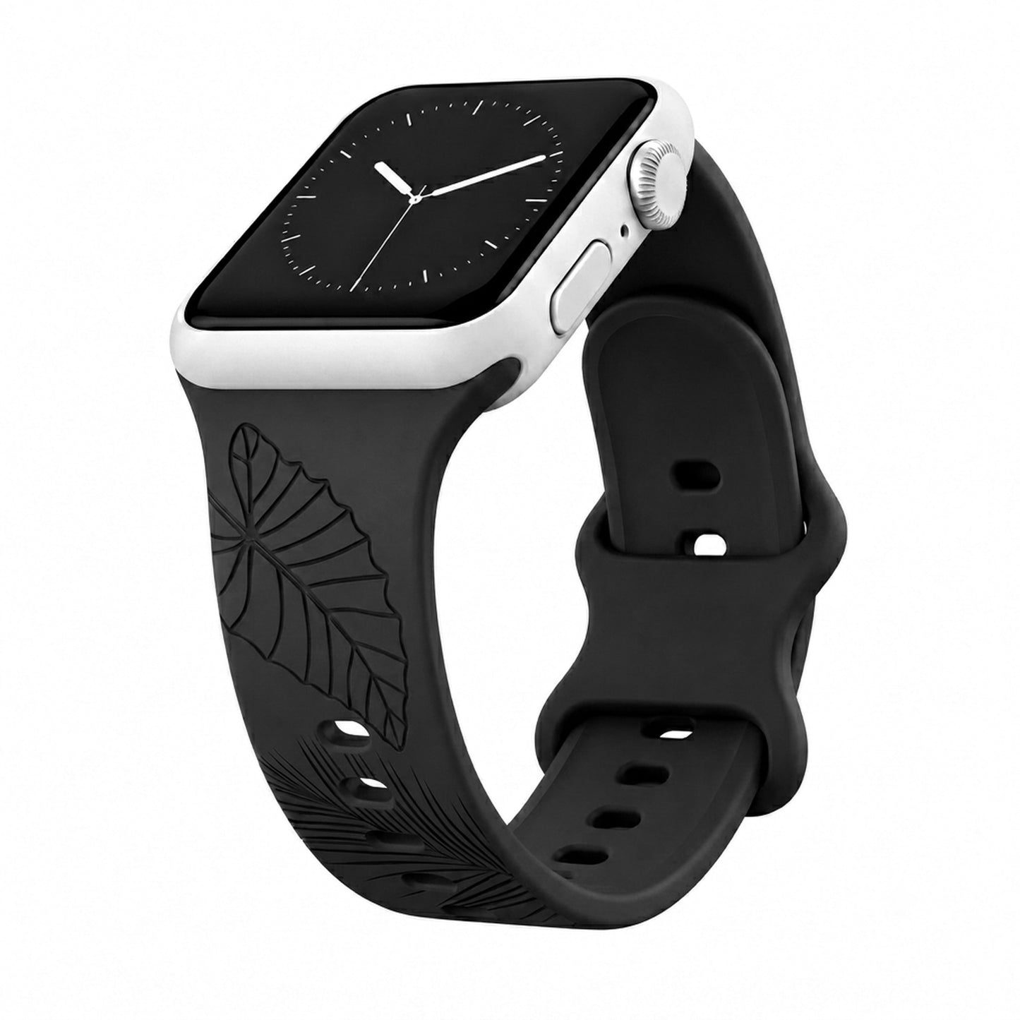 Black Tropical Medley Silicone Watchband Compatible with Apple Watch - SMALL WATCH - 38/40/41mm (42mm Series 10 & 11)