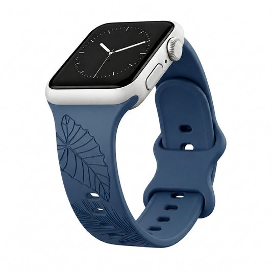 Dusty Denim Tropical Medley Silicone Watchband Compatible with Apple Watch - SMALL WATCH - 38/40/41mm (42mm Series 10 & 11)