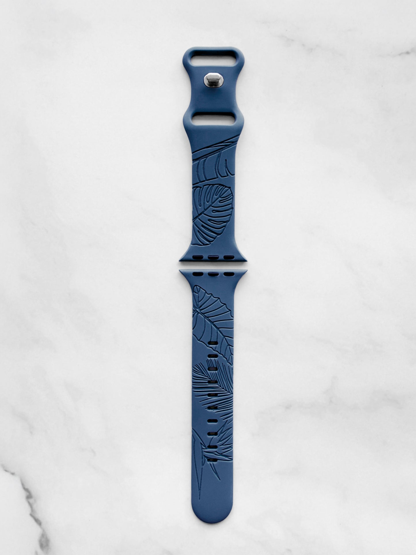 Dusty Denim Tropical Medley Silicone Watchband Compatible with Apple Watch - SMALL WATCH - 38/40/41mm (42mm Series 10 & 11)
