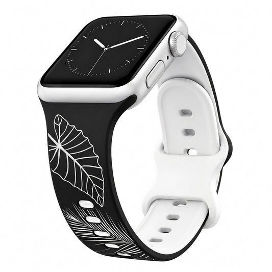 Black to White Tropical Medley Two-Tone Watchband Compatible with Apple Watch - LARGE WATCH - 49/46/45/44mm (42mm Series 1-3)