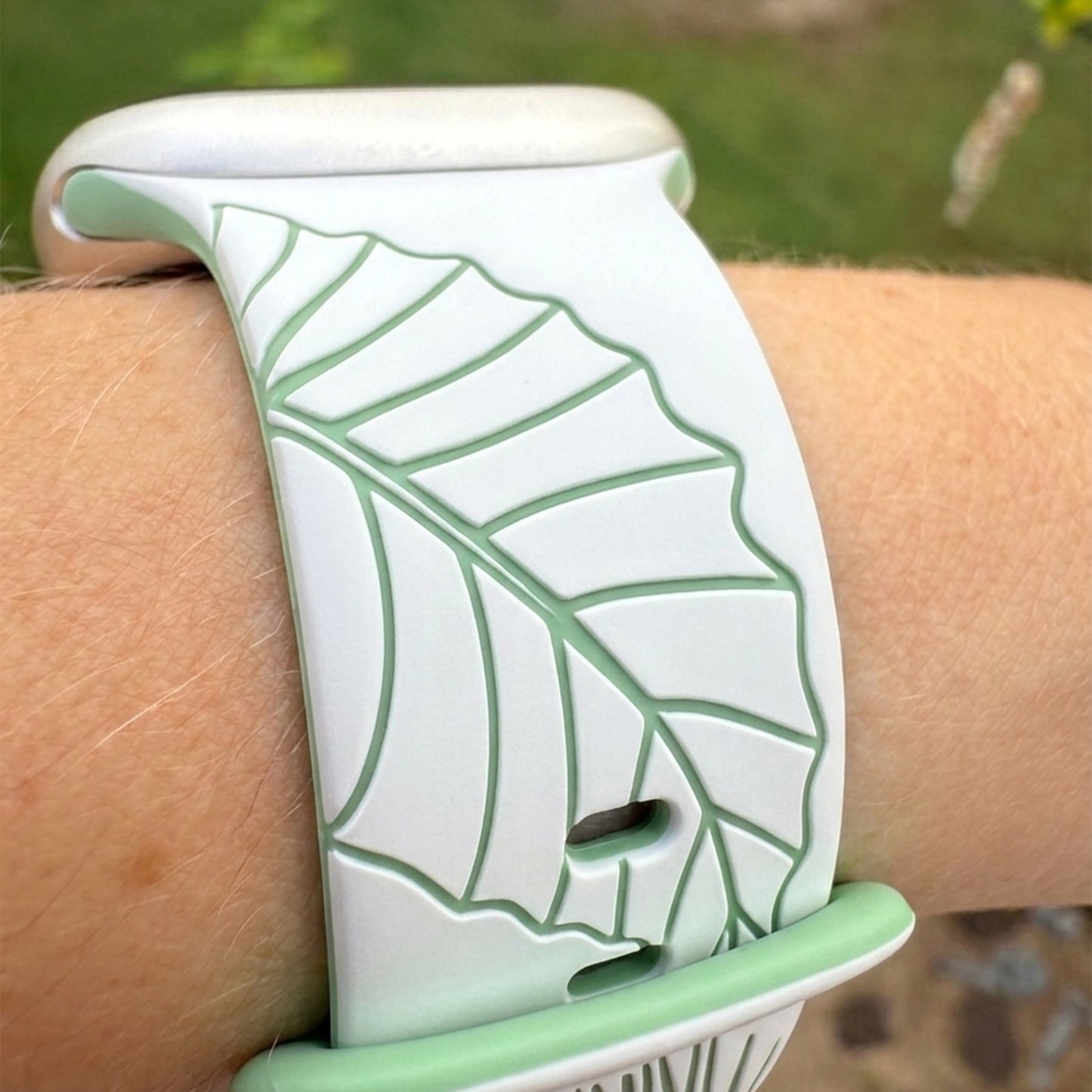 White to Green Tropical Medley Two-Tone Watchband Compatible with Apple Watch - SMALL WATCH - 38/40/41mm (42mm Series 10 & 11)