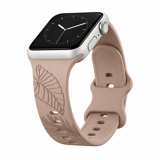 Taupe Tropical Medley Silicone Watchband Compatible with Apple Watch - SMALL WATCH - 38/40/41mm (42mm Series 10 & 11)