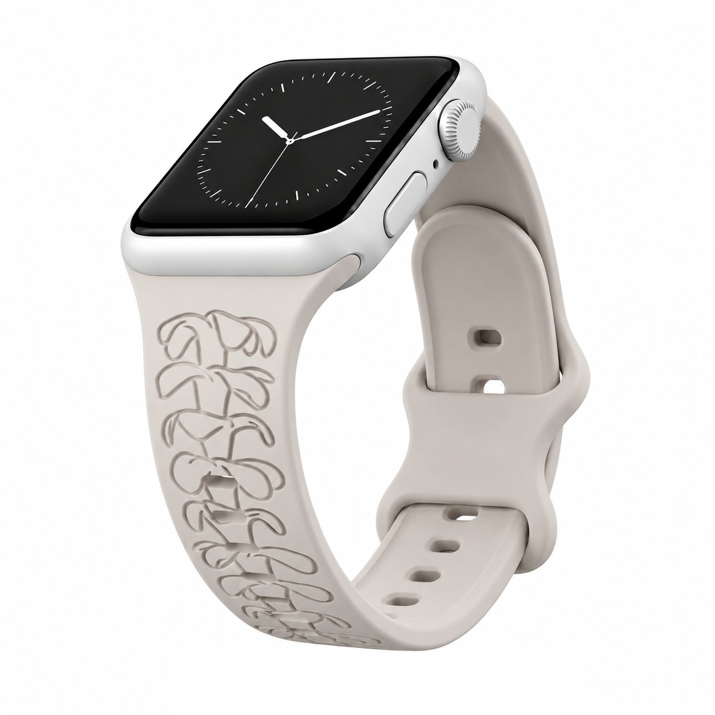 Champagne Puakenikeni Silicone Watchband Compatible with Apple Watch - LARGE WATCH - 49/46/45/44mm (42mm Series 1-3)