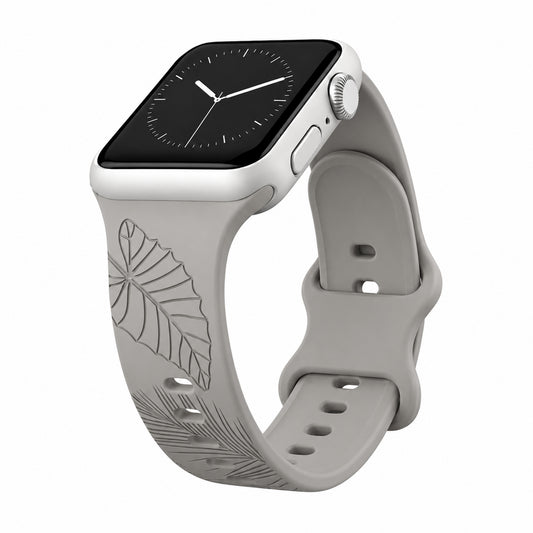 Gray Tropical Medley Silicone Watchband Compatible with Apple Watch - SMALL WATCH - 38/40/41mm (42mm Series 10 & 11)
