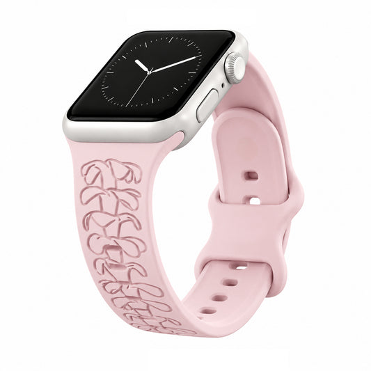Blush Puakenikeni Silicone Watchband Compatible with Apple Watch - LARGE WATCH - 49/46/45/44mm (42mm Series 1-3)