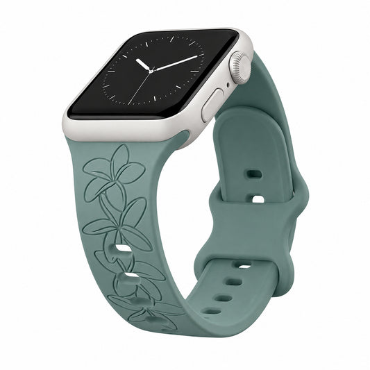 Dusty Jungle Plumeria Silicone Watchband Compatible with Apple Watch - SMALL WATCH - 38/40/41mm (42mm Series 10 & 11)