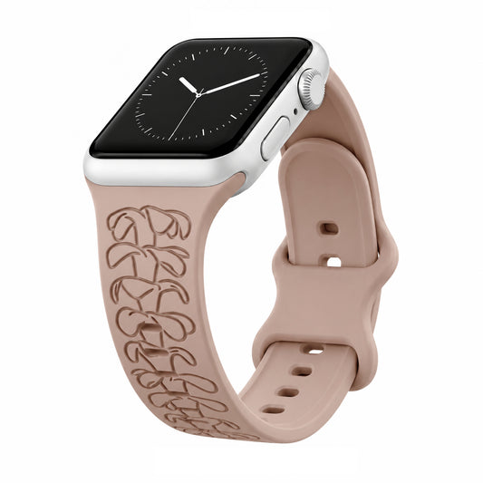 Taupe Puakenikeni Silicone Watchband Compatible with Apple Watch - SMALL WATCH - 38/40/41mm (42mm Series 10 & 11)
