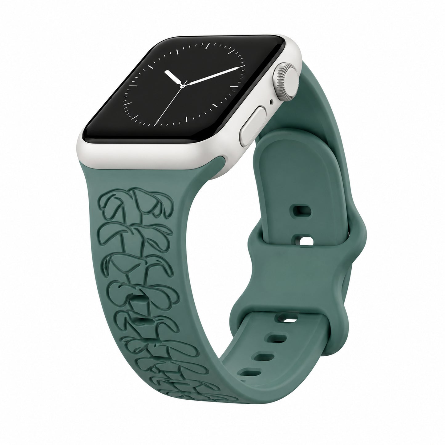 Dusty Jungle Puakenikeni Silicone Watchband Compatible with Apple Watch - LARGE WATCH - 49/46/45/44mm (42mm Series 1-3)