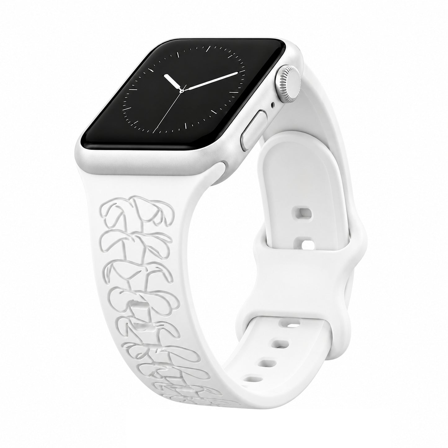 White Puakenikeni Silicone Watchband Compatible with Apple Watch - SMALL WATCH - 38/40/41mm (42mm Series 10 & 11)